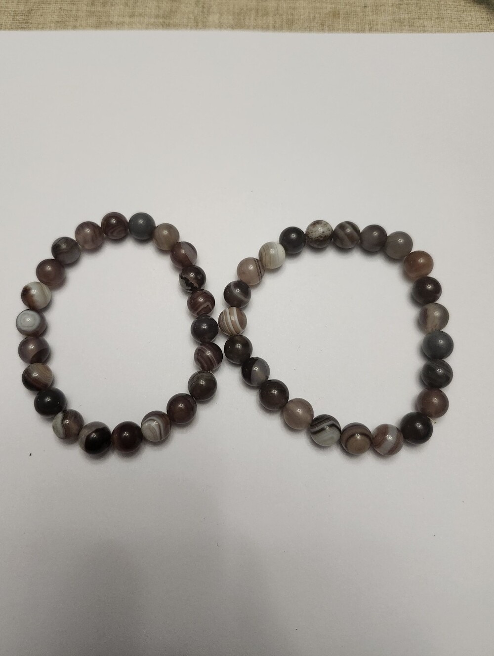 Women’s Beaded Agate Stretch Bracelet Set - Brown & Gray